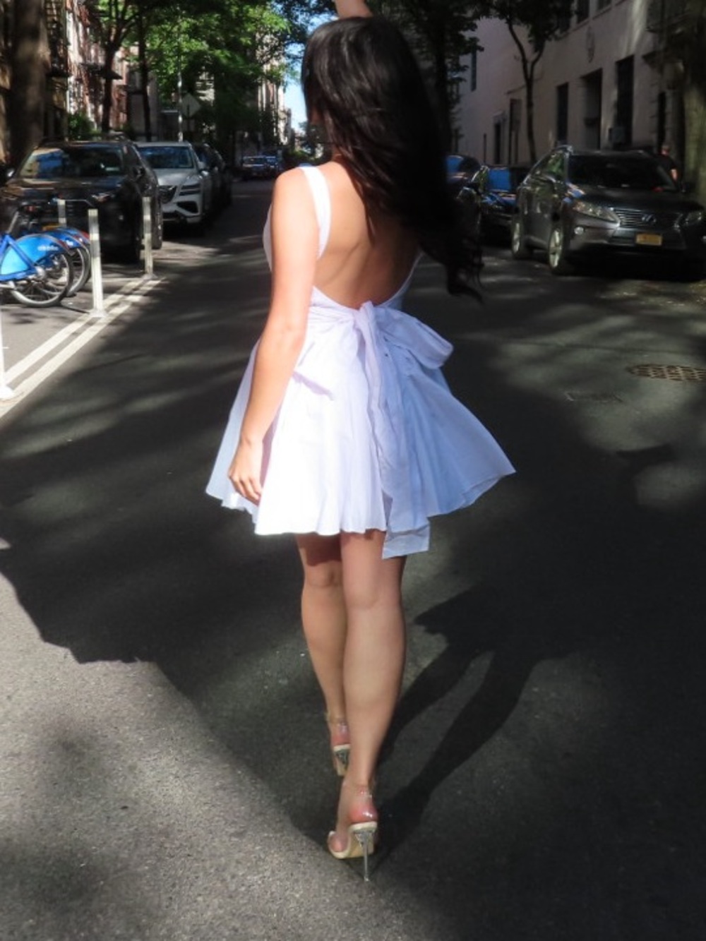 White Party Dress with Full Skirt - Picture 3 of 4